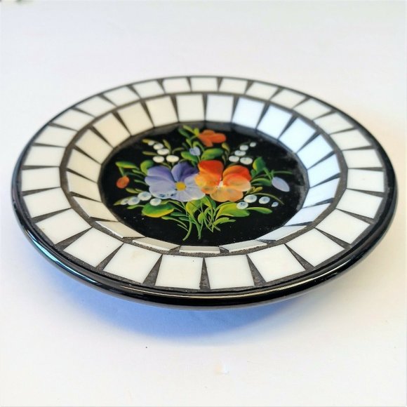 Vintage 5.5" Trinket Dish Bowl Danish Modern Denmark Mosaic Tile Scandinavian L1 - Picture 3 of 4